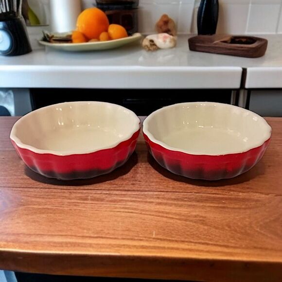 2 ROCQ‎ Parisian Patisserie Ramekins Quiche Tart Pie Baking Dish Set Ombre Red - Picture 15 of 16
